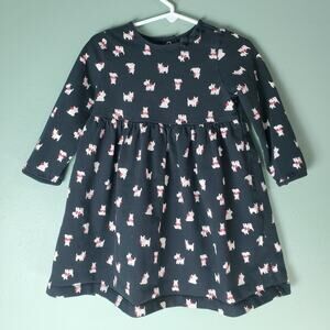 Gymboree Outlet Holiday Friends Toddler Girl Black Dog Long Sleeve Dress Size 2T